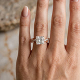 Rose gold Princess Cut Solitaire Diamond Twisted Band with Pave Setting_13