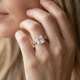Rose gold Princess Cut Solitaire Diamond Twisted Band with Pave Setting_15
