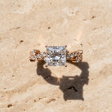 Rose gold Princess Cut Solitaire Diamond Twisted Band with Pave Setting_16