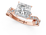 Rose gold Princess Cut Solitaire Diamond Twisted Band with Pave Setting_72