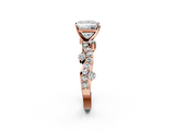 Rose gold Princess Cut Solitaire Diamond Twisted Band with Pave Setting_73
