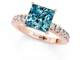 Rose gold Princess Cut Solitaire Diamond with Pavé Band and Four-Prong Setting_1