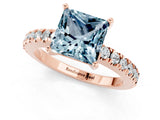 Rose gold Princess Cut Solitaire Diamond with Pavé Band and Four-Prong Setting_1