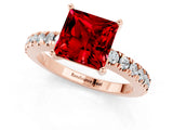 Rose gold Princess Cut Solitaire Diamond with Pavé Band and Four-Prong Setting_1