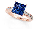 Rose gold Princess Cut Solitaire Diamond with Pavé Band and Four-Prong Setting_1