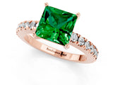 Rose gold Princess Cut Solitaire Diamond with Pavé Band and Four-Prong Setting_1