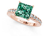Rose gold Princess Cut Solitaire Diamond with Pavé Band and Four-Prong Setting_1