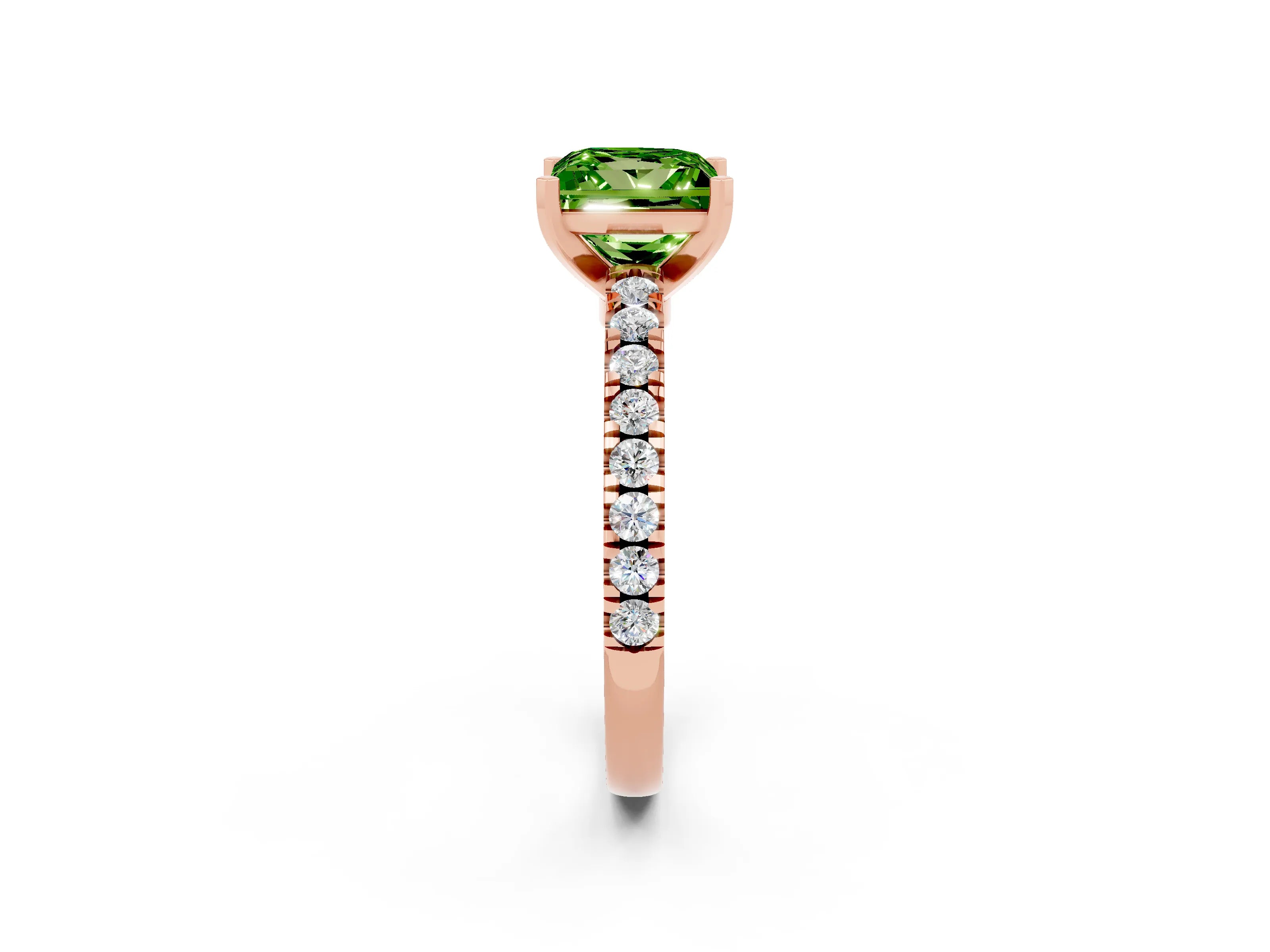 Rose gold Princess Cut Solitaire Diamond with Pavé Band and Four-Prong Setting_2