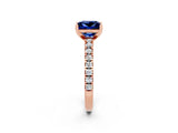 Rose gold Princess Cut Solitaire Diamond with Pavé Band and Four-Prong Setting_2