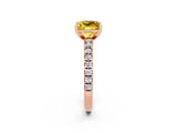 Rose gold Princess Cut Solitaire Diamond with Pavé Band and Four-Prong Setting_2