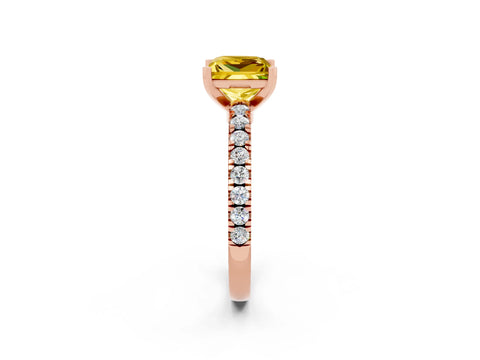 Rose gold Princess Cut Solitaire Diamond with Pavé Band and Four-Prong Setting_2