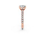 Rose gold Princess Cut Solitaire Diamond with Pavé Band and Four-Prong Setting_2