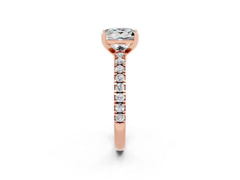 Rose gold Princess Cut Solitaire Diamond with Pavé Band and Four-Prong Setting_2