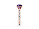 Rose gold Princess Cut Solitaire Diamond with Pavé Band and Four-Prong Setting_2