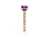 Rose gold Princess Cut Solitaire Diamond with Pavé Band and Four-Prong Setting_2