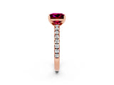 Rose gold Princess Cut Solitaire Diamond with Pavé Band and Four-Prong Setting_2