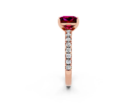 Rose gold Princess Cut Solitaire Diamond with Pavé Band and Four-Prong Setting_2