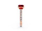 Rose gold Princess Cut Solitaire Diamond with Pavé Band and Four-Prong Setting_2