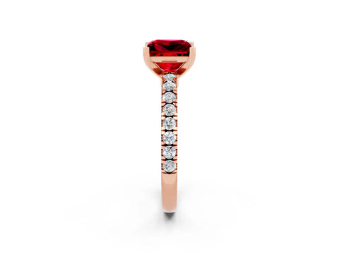 Rose gold Princess Cut Solitaire Diamond with Pavé Band and Four-Prong Setting_2
