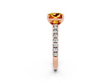 Rose gold Princess Cut Solitaire Diamond with Pavé Band and Four-Prong Setting_2