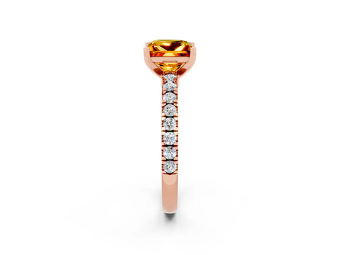 Rose gold Princess Cut Solitaire Diamond with Pavé Band and Four-Prong Setting_2