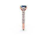 Rose gold Princess Cut Solitaire Diamond with Pavé Band and Four-Prong Setting_2