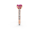 Rose gold Princess Cut Solitaire Diamond with Pavé Band and Four-Prong Setting_2