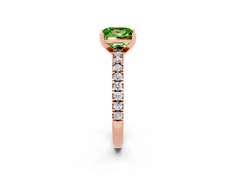 Rose gold Princess Cut Solitaire Diamond with Pavé Band and Four-Prong Setting_2