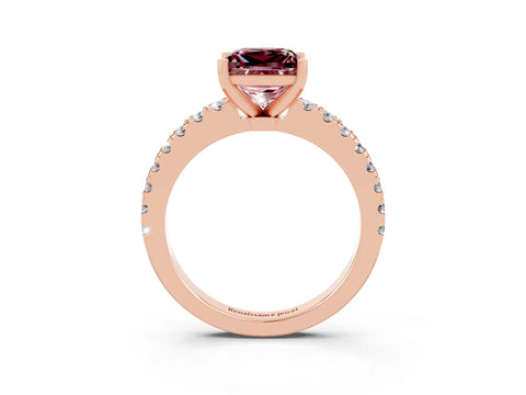 Rose gold Princess Cut Solitaire Diamond with Pavé Band and Four-Prong Setting_3