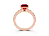 Rose gold Princess Cut Solitaire Diamond with Pavé Band and Four-Prong Setting_3