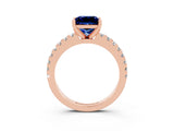 Rose gold Princess Cut Solitaire Diamond with Pavé Band and Four-Prong Setting_3