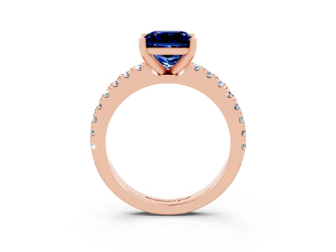 Rose gold Princess Cut Solitaire Diamond with Pavé Band and Four-Prong Setting_3