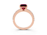 Rose gold Princess Cut Solitaire Diamond with Pavé Band and Four-Prong Setting_3