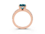 Rose gold Princess Cut Solitaire Diamond with Pavé Band and Four-Prong Setting_3