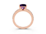 Rose gold Princess Cut Solitaire Diamond with Pavé Band and Four-Prong Setting_3