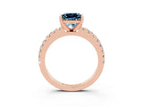Rose gold Princess Cut Solitaire Diamond with Pavé Band and Four-Prong Setting_3
