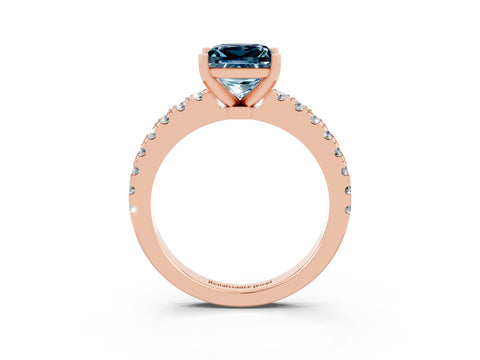 Rose gold Princess Cut Solitaire Diamond with Pavé Band and Four-Prong Setting_3