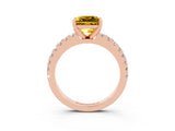 Rose gold Princess Cut Solitaire Diamond with Pavé Band and Four-Prong Setting_3