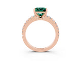 Rose gold Princess Cut Solitaire Diamond with Pavé Band and Four-Prong Setting_3