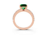 Rose gold Princess Cut Solitaire Diamond with Pavé Band and Four-Prong Setting_3