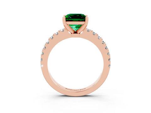 Rose gold Princess Cut Solitaire Diamond with Pavé Band and Four-Prong Setting_3