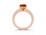 Rose gold Princess Cut Solitaire Diamond with Pavé Band and Four-Prong Setting_3
