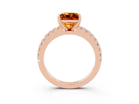 Rose gold Princess Cut Solitaire Diamond with Pavé Band and Four-Prong Setting_3