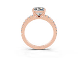 Rose gold Princess Cut Solitaire Diamond with Pavé Band and Four-Prong Setting_3