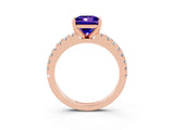 Rose gold Princess Cut Solitaire Diamond with Pavé Band and Four-Prong Setting_3