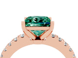 Rose gold Princess Cut Solitaire Diamond with Pavé Band and Four-Prong Setting_4