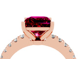 Rose gold Princess Cut Solitaire Diamond with Pavé Band and Four-Prong Setting_4