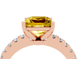 Rose gold Princess Cut Solitaire Diamond with Pavé Band and Four-Prong Setting_4