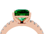 Rose gold Princess Cut Solitaire Diamond with Pavé Band and Four-Prong Setting_4