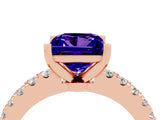 Rose gold Princess Cut Solitaire Diamond with Pavé Band and Four-Prong Setting_4